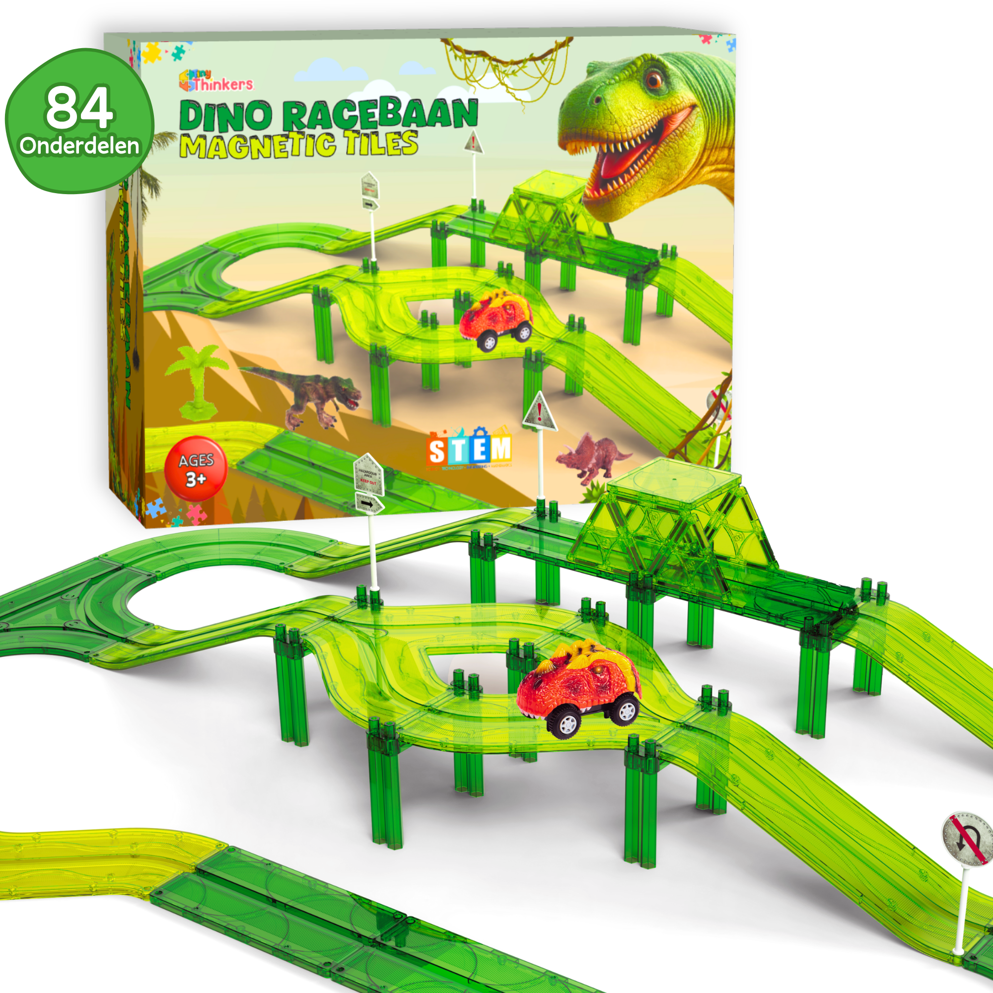 Dinosaurus Racebaan Magnetic Tiles – Tiny Thinkers